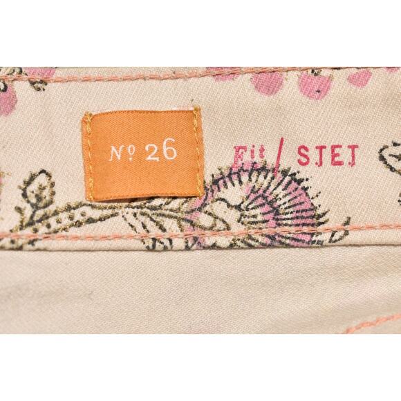 PILCRO ANTHROPOLOGIE $98‎ Stet Ankle Stretch Denim Jean Cream Floral Size 26 - Picture 4 of 4